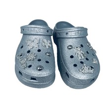 Crocs Classic Platform Glitter Clogs With Jibbitz Women  s 9