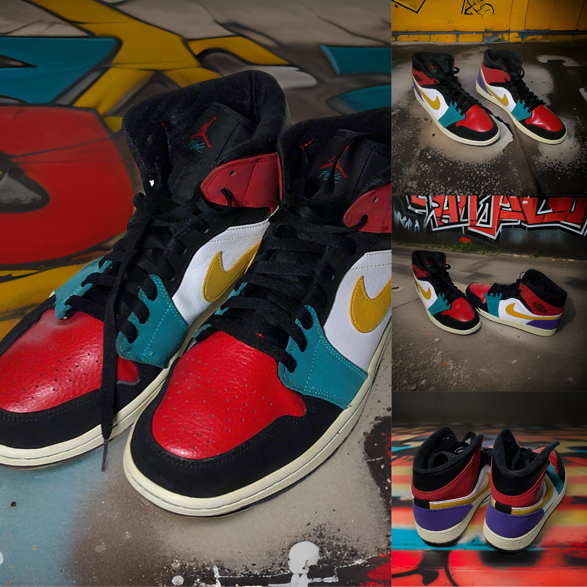 Mens Jordan 1 Mid Multicolor Shoe Size 11.5 Men main image 4