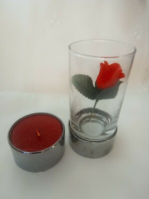 Avon,Teelicht,kirsche,beliebig dekorieren,Glas,ca.15 cm hoch,Wohnzimmer,Deko,
