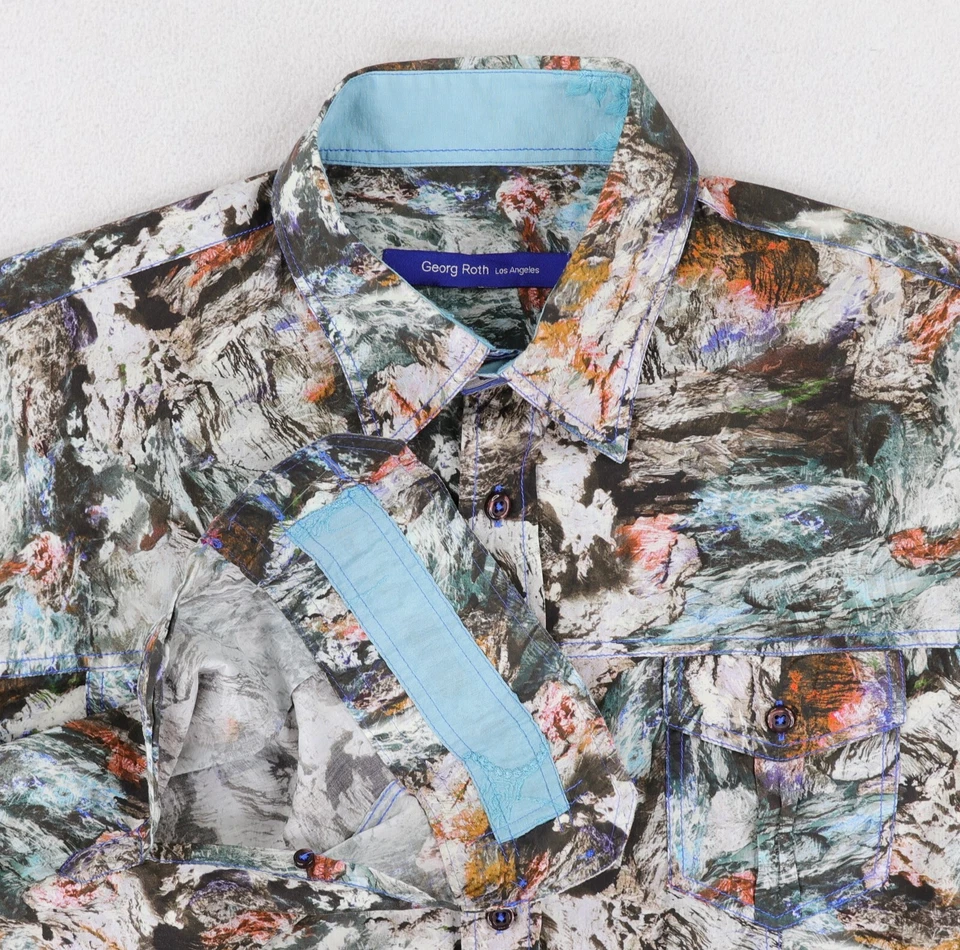 Camisa de manga larga Georg Roth para hombre grande multicolor estampado abstracto abotonada Foto 4 de 4