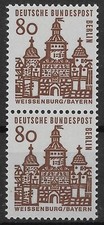 Berlin 1964 ** Mi 249 Bauten klein 80Pf Bauwerke im Paar senkrechte Paare 03657D
