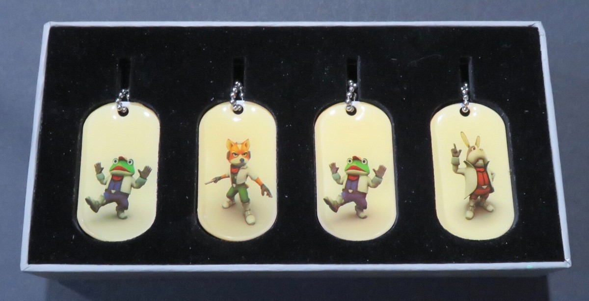  ORDER 9K ウィングチャーム Nintendo Star Fox N64 3D 4 Dog Tags Necklace Charms in Original