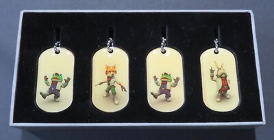 Nintendo Star Fox N64 3D 4 Dog Tags Necklace Charms in Original