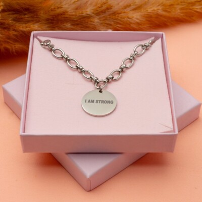 Edelstahl Armband - Inspirierender ''ICH BIN STARK'' Charm Schmuck für Damen