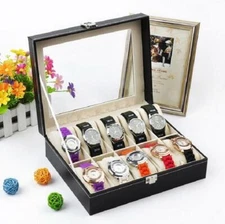 6/10/12/20/24 Slots Watches Display Case Box Storage Holder Organizer