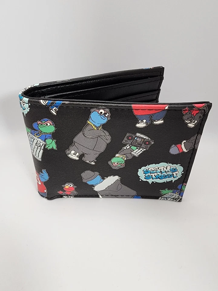 Sesame Street Hip Hop Elmo Cookie Monster Oscar Bi-Fold Wallet Faux Leather - Image 2 of 4