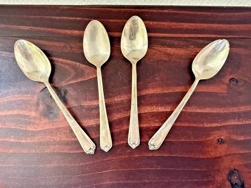 Colonial Manor by Lunt Sterling Silver Set of 4 Demitasse Spoons 4.5" Long