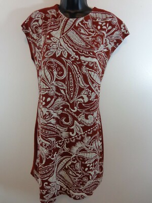 Zara Basics Dress Women's S Brown White Sleeveless Floral Stretch