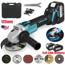 125mm Cordless Brushless Angle Grinder Power Tools 5.5Ah battery for Makita 18V