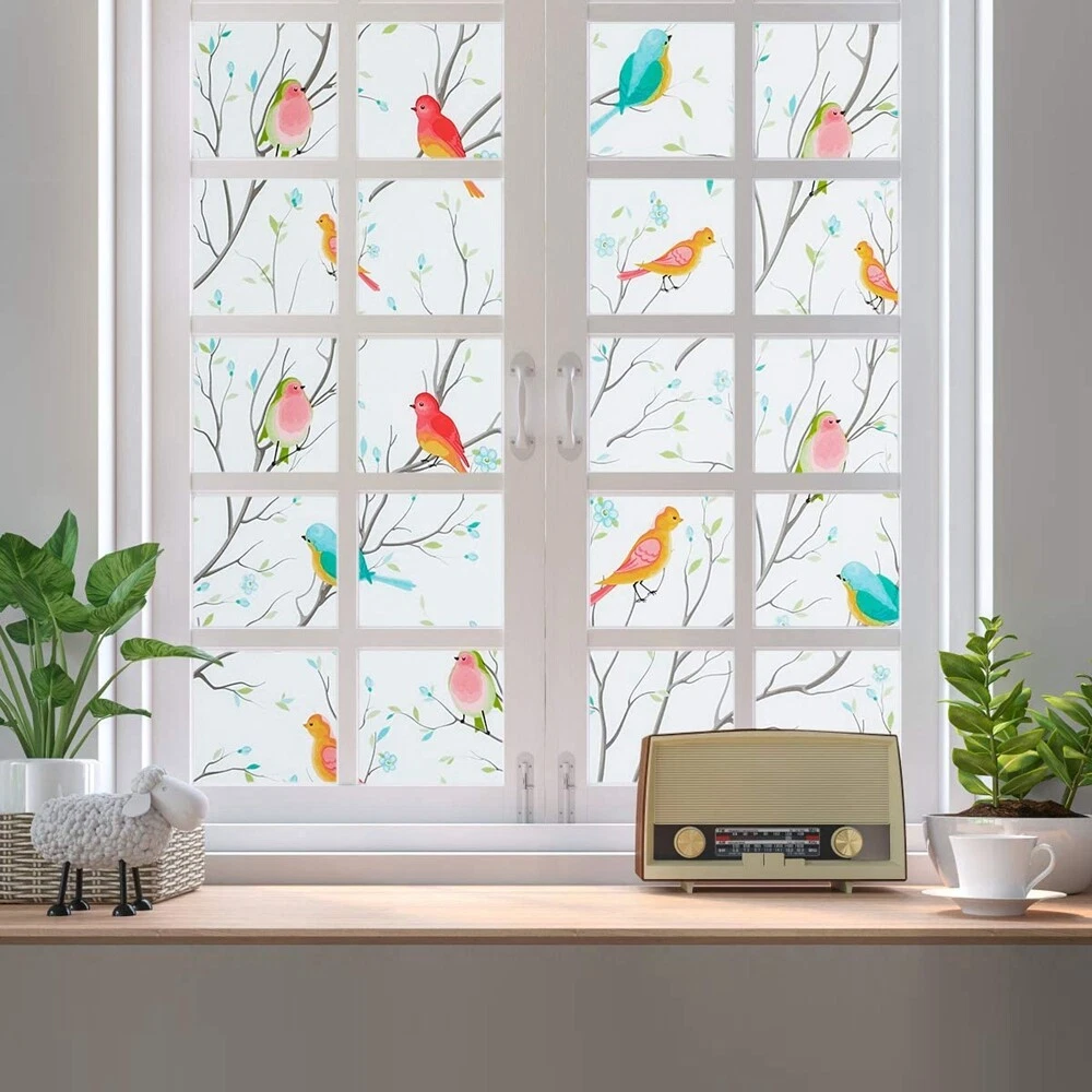 Frosted Birds Window Stickers Window Film Static Sticker Decorative Glass Film