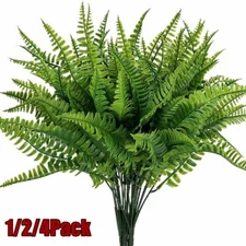 1/2/4X Plastic Lifelike Artificial Fern Foliage Bush Plants Indoor outdoor Decor