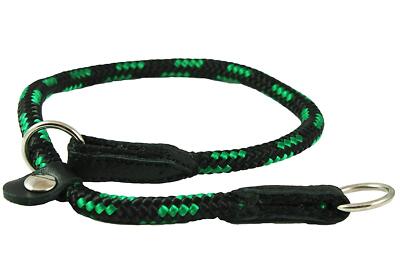 Round Braided Rope Nylon Choke Dog Collar with Sliding Stopper Green ...