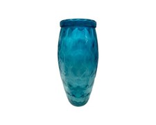 Art Glass Beveled Blue Aqua Turquoise Vase