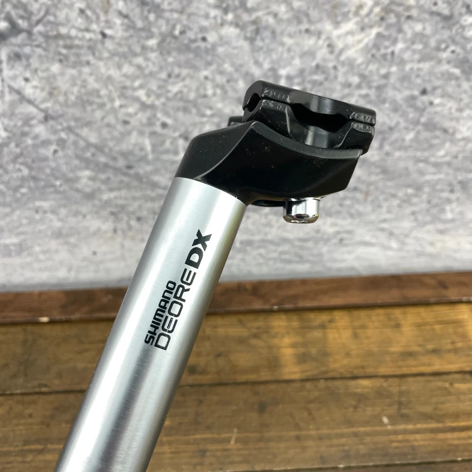 老式禧玛诺 DX 27.0 毫米座杆钢 27 毫米 280 毫米灰色 90 年代 MTB M650 — 第 3/4 张图片