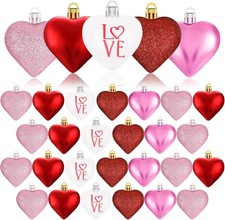 XmasExp Valentines Day Decor Heart Ornaments for Christmas Tree Decorations Set