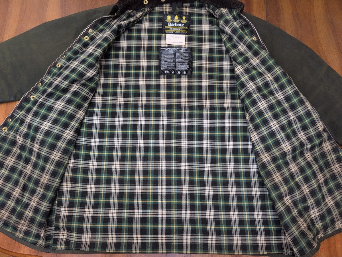 Vintage Barbour Beaufort Waxed Cotton Jacket C46 Sage Green A150 w