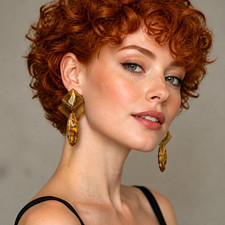 Innovation Jewelry Resin Art and Large Brown Agate Post Dangle Earrings