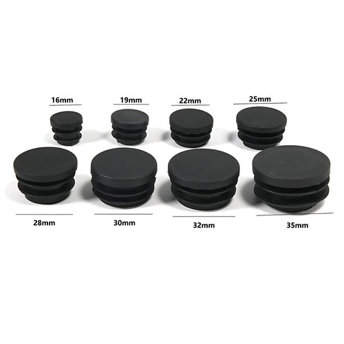 Black Round Plastic End Caps Tube Inserts Blanking Plugs Bungs 20mm - 76mm - Afbeelding 8 van 11