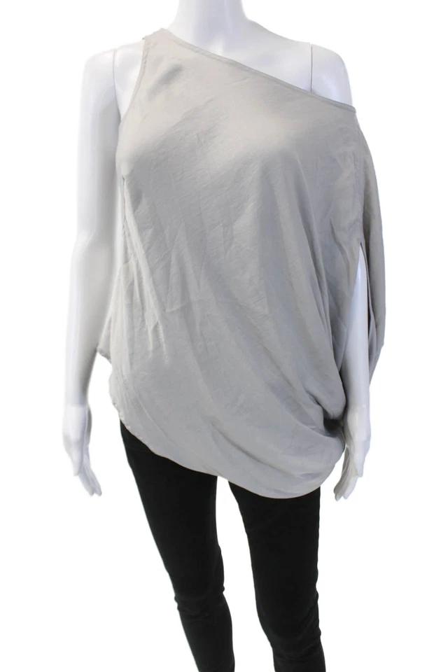 Blusa drapeada gris sin mangas KaufmanFranco para mujer talla S Foto 2 de 4