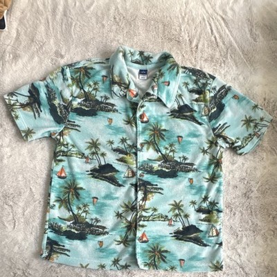 Old Navy Boys L (10-12) 2pc Tropical Terry Shirt & Shorts Set Button Drawstring