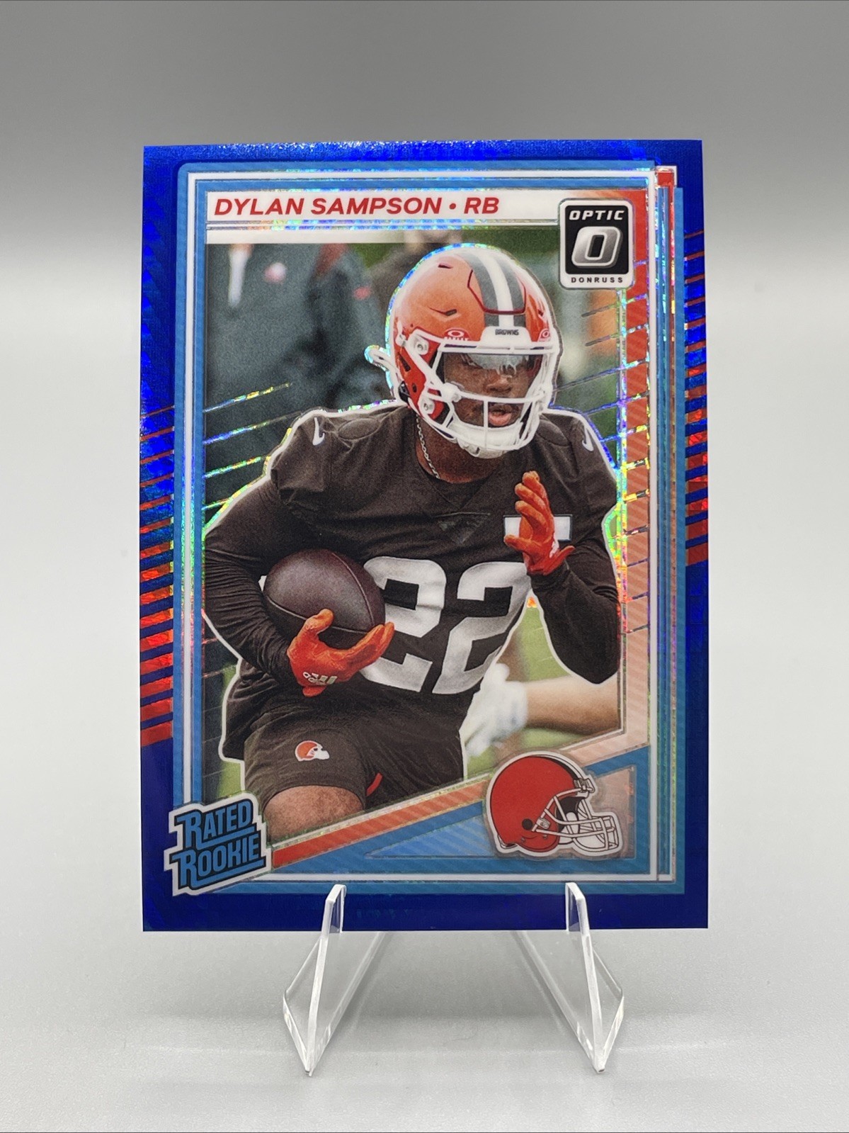 2025 Donruss Optic Football Dylan Sampson Rated Rookie Blue Hyper #238 RC Browns