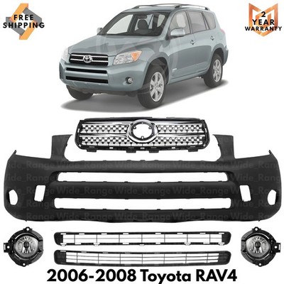 Front Bumper Cover Paintable & Grille Assembly Kit For 2006-2008 Toyota RAV4