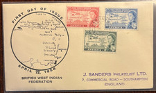 Antigua FDC 1958 Map West Indies Queen Elizabeth, 2d, 5d, 6d one cover