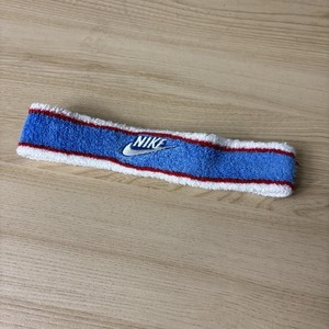 Nike Headband Sweatband Blue White Red Striped Terry Embroidered Swoosh Logo