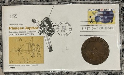 1975 Pioneer Jupiter First Day Cover w/ Medal NASA Space Exploration TRW Systems
