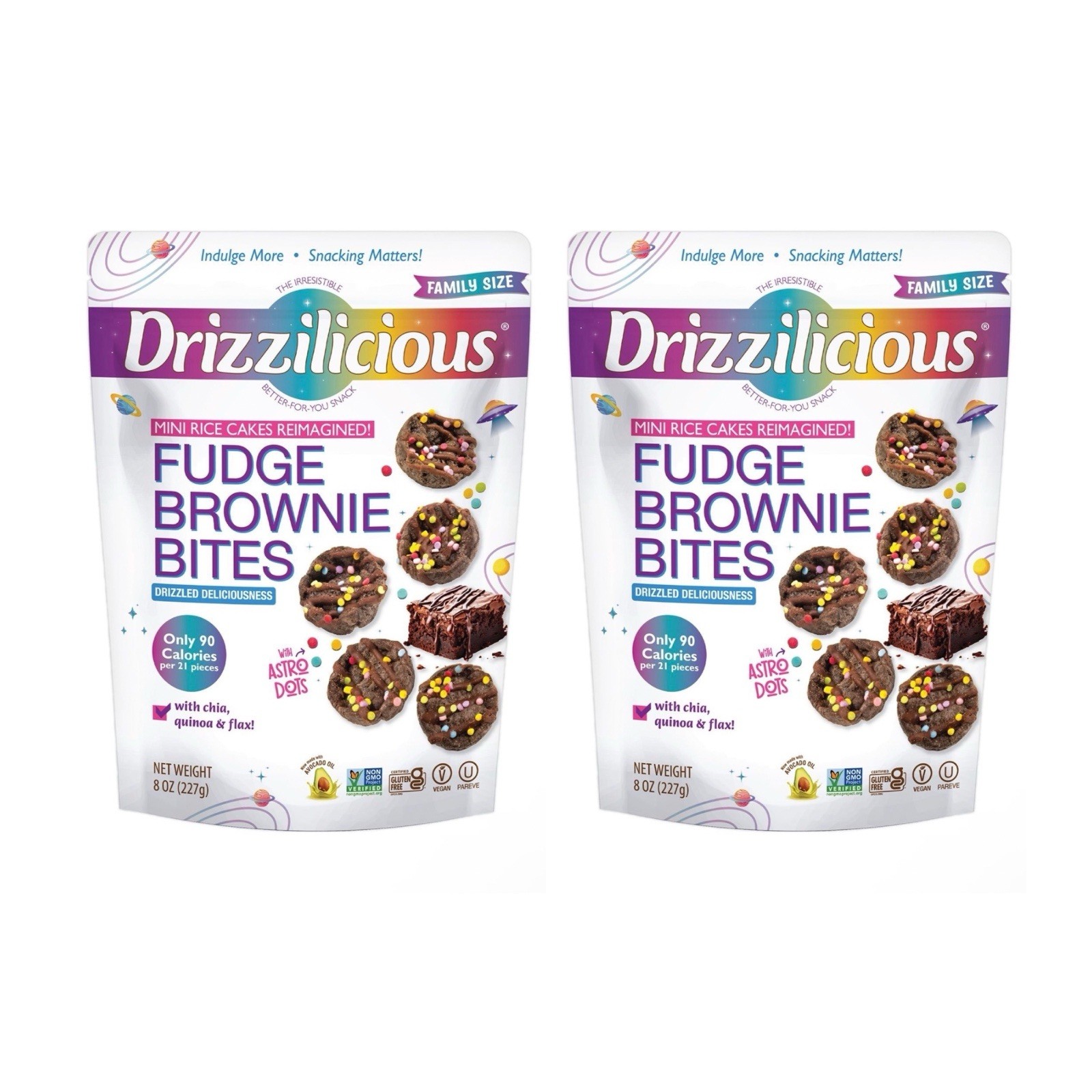 Drizzilicious Fudge Brownie Mini Rice Cakes, 8 oz. NEW LMTED FLAVOR! 2 PACK BIG