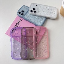 Case For iPhone 17 16 Pro Max 15 14 13 12 11 Glitter Clear ShockProof Wavy Cover