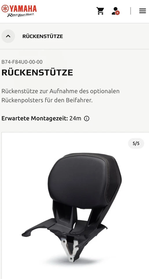 RÜCKENSTÜTZE Yamaha - Bild 1 von 4