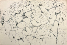 Leaves on a Vine 22 1/2 by 15 1/2  Ink Drawing-1971-August Mosca