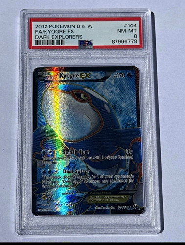 Pokemon TCG Kyogre EX Full Art Holo Ultra Rare 104/108 Dark Explorers 2012 PSA 8