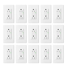 15 Pack 15Amp Tamper Resistant GFCI Outlet Receptacles w/LED Indicator Wallplate