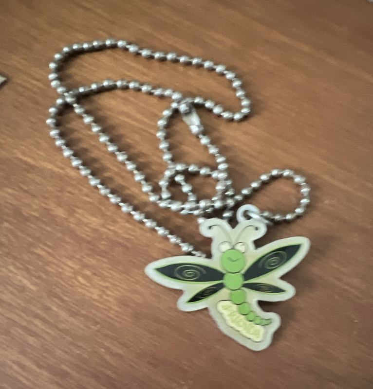 Green Butterfly Charm Pendant Necklace, Silver Tone Ball/Bead Chain Closure