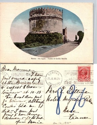 Roma Via Appia Tomba di Cecilia Metella Italy Postcard Used 1914 Handwritten