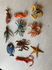 Meeresbewohner (alt) - 10 Kunststofffiguren - Krabben, Fische, Seestern - Deko