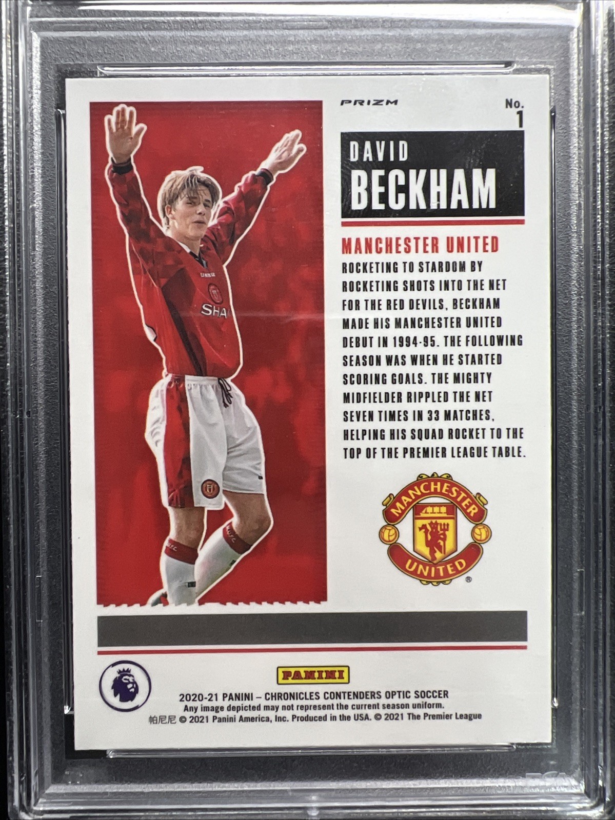 2020 Panini Chronicles DAVID BECKHAM Historic Rookie Ticket OPTIC PRIZM - PSA 8 view 6