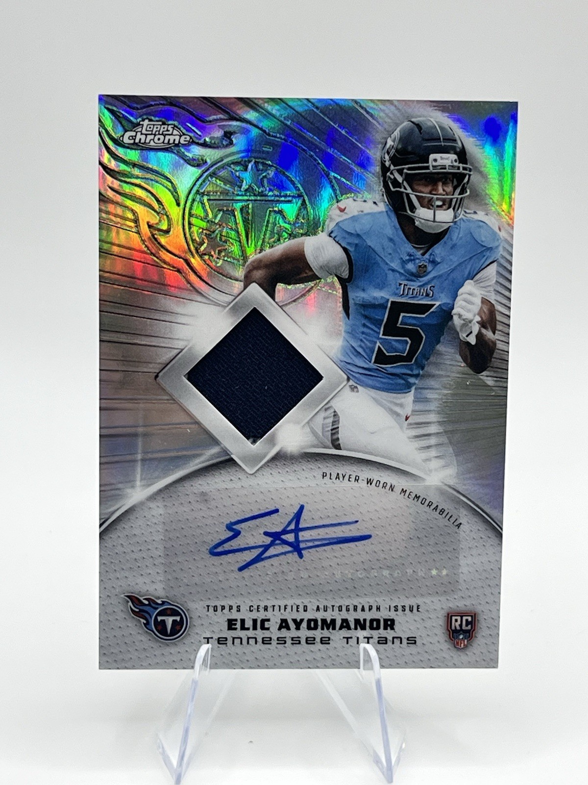2025 Topps Chrome Football Elic Ayomanor Rookie Patch Auto Titans FREE SHIPPIING