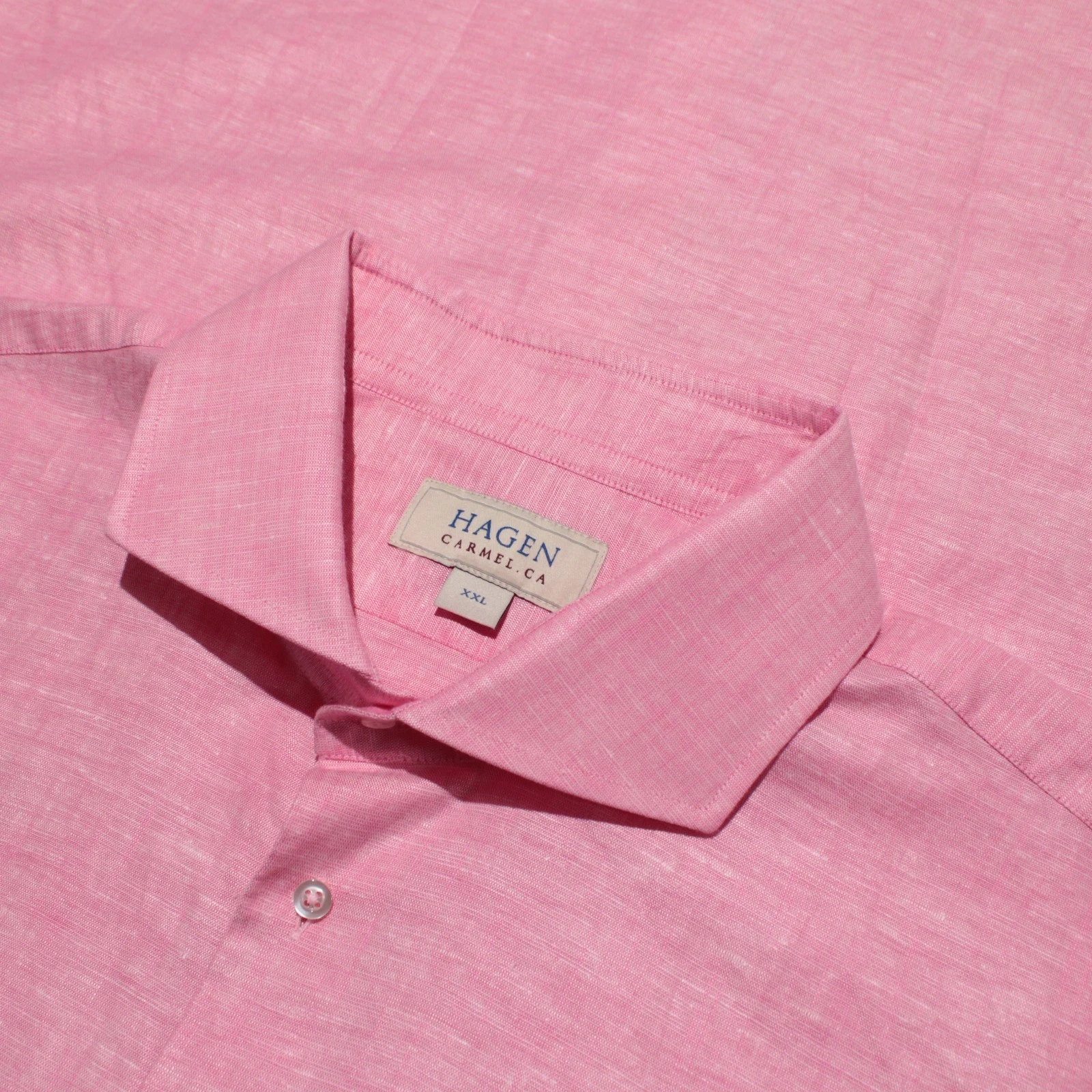 Hagen NWT Casual Button Down Shirt Size XXL in Pink Melange Cotton & Linen