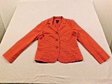 R.Q.T. Blazer Women's Size 10P Coral Color Lined Mach. Wash Button Up Cute 378