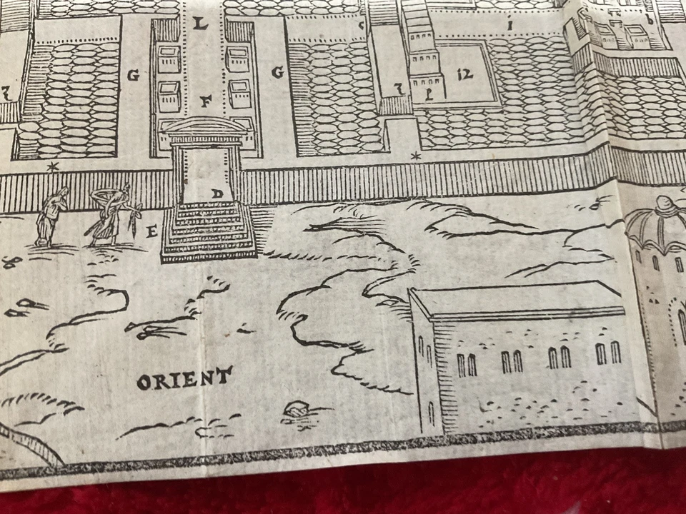 RAREZA REAL 1568, mapa genuino de Oriente Medio, templo de Ezequial por Vincencio Foto 4 de 4