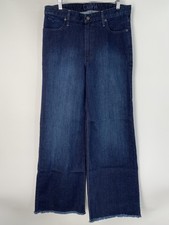 Kimes Ranch Womens Jean Dark Wash Size 2x34 Olivia High Rise Wide Leg Raw Hem