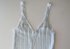 Vintage Malizia La Perla Powder Blue Cotton Slip Dress, Beaded Mesh, 2000s