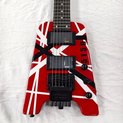 US Headless Steinberger Style Red White Black Striped Electric Guitar EMG Pickup