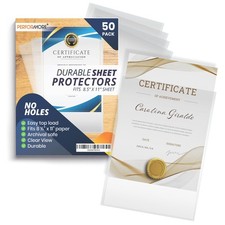 Performore 50 Clear No Hole Sheet Protectors, 8.5" x 11", 50 Pack,