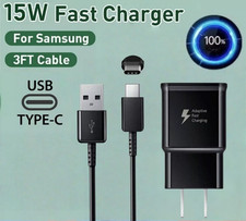 Adaptive Fast Charging Type C Cable  15 Wall/Travel Charger Adapter USB-C Cord