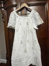 BCBGMAXAZRIA White Embroidered Dress Runway, Cotton Silk, Boho Style