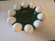 GOLF BALL ASHTRAY..CANDY DISH TRAY CERAMIC NEAT GOLFBALL VINTAGE